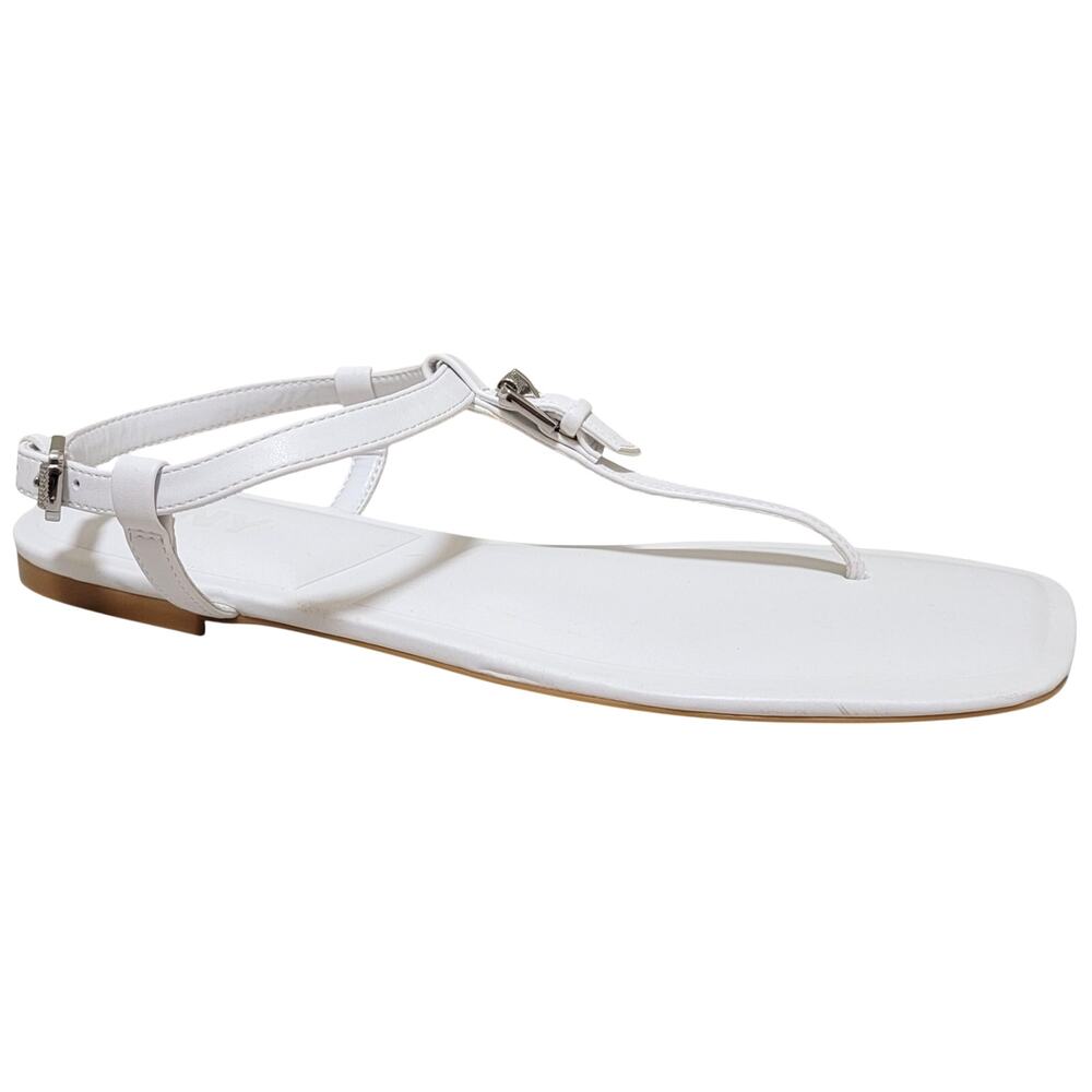 DKNY Women Datto T-Strap Slingback Sandals Size US 8.5M White Faux Leather